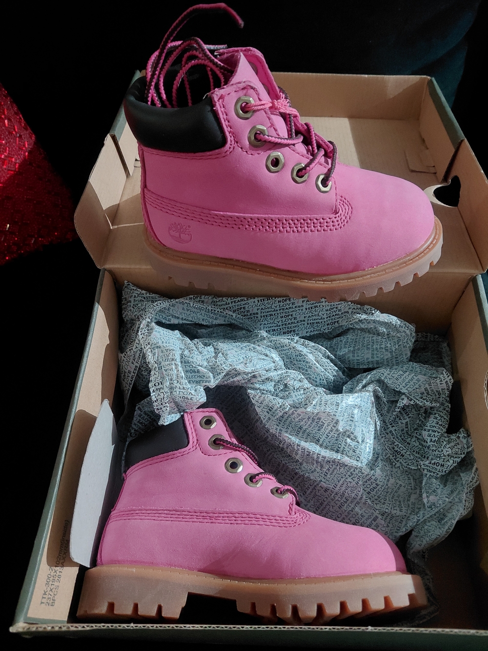Timberland Kids Pink Nubuck Lace-Up Ankle Boots - Authentic